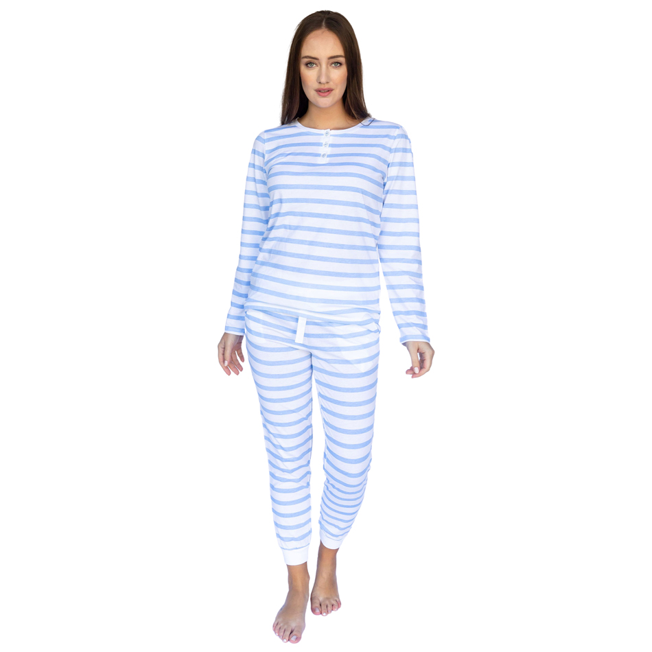 Sant + Abel Women's Sky Blue Stripe Pima Cotton Jersey Lounge Set