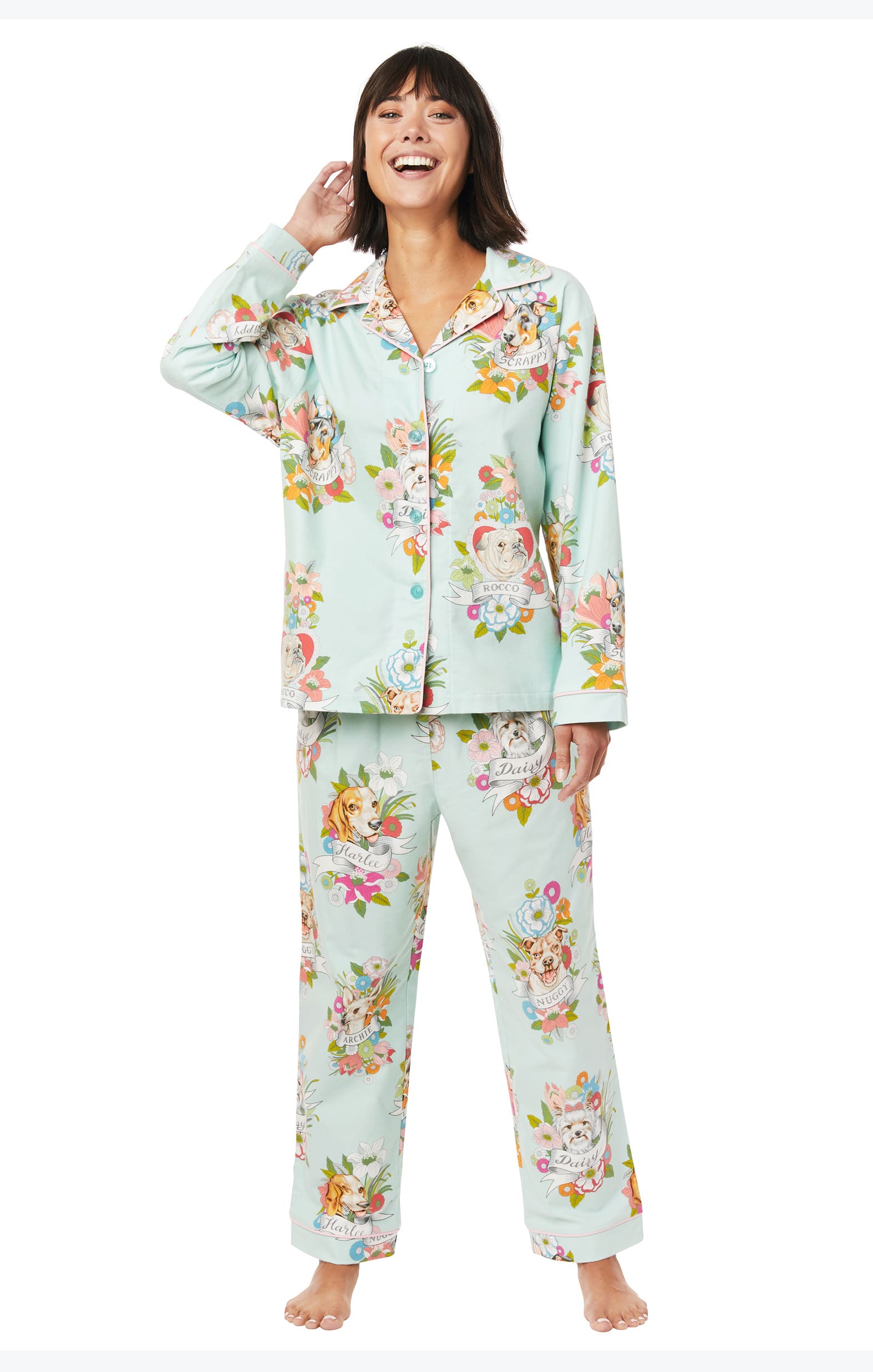 PJ Salvage Teacher's Pet Classic Flannel Pajama Set in Slate