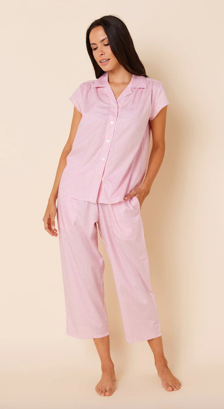 Ladies Classic Stripe Pyjamas (Pink)