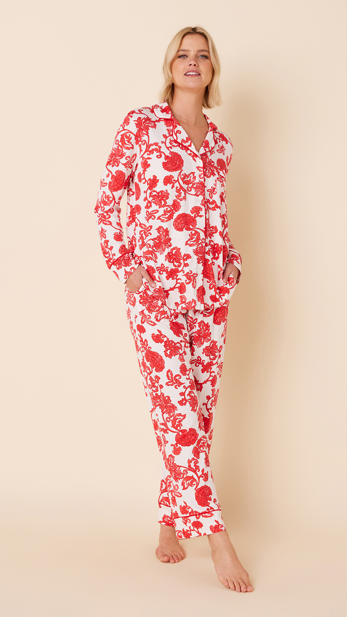 The Cat's Pajamas Women's Chrysantheme Pima Knit Cotton Classic Pajama ...