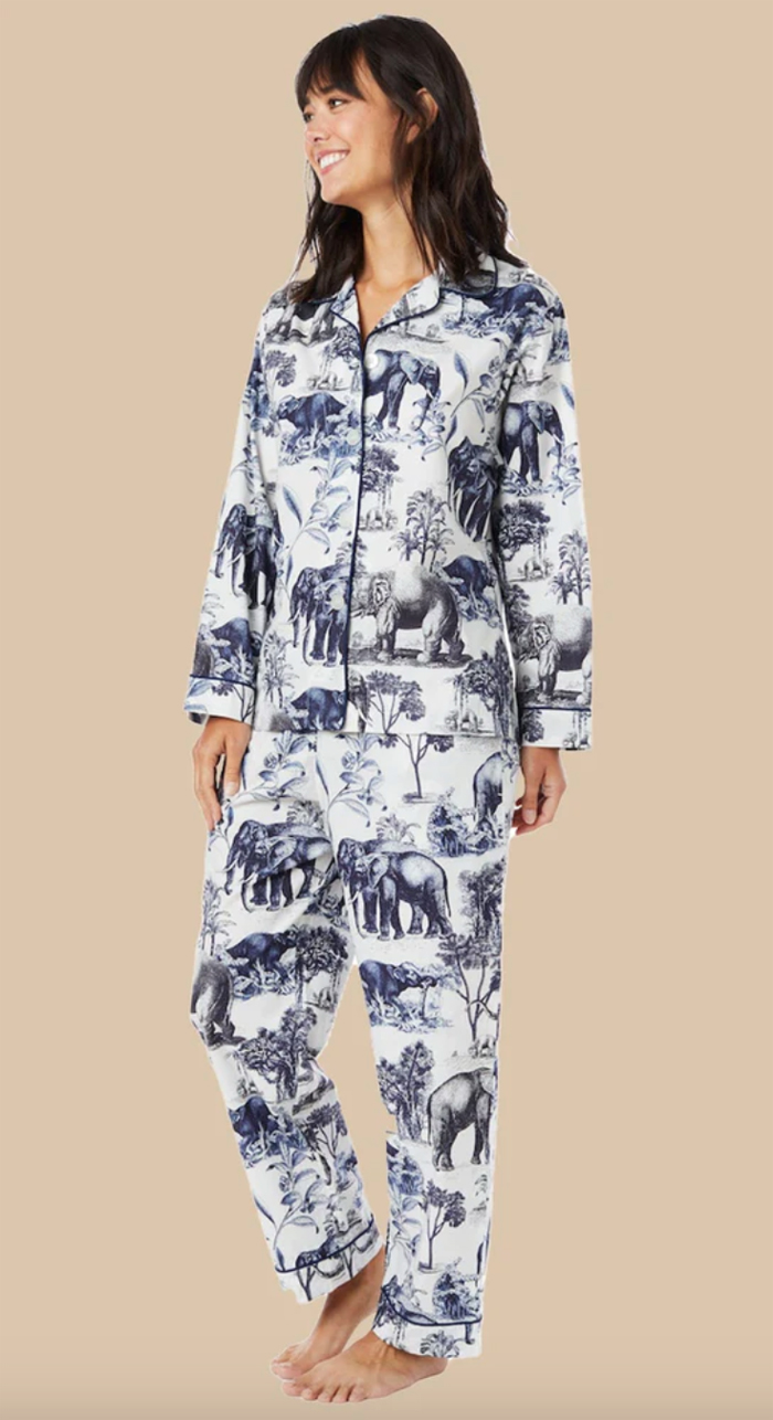 The Cat's Pajamas Women's Woodside Pima Knit Classic Pajama Set