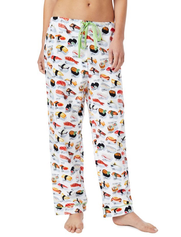 The Cat's Pajamas Women's Sushi Flannel Pajama Pant in White