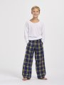 Boxercraft Kids Unisex Navy/Gold Plaid Poly Flannel Lounge Pant