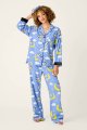 PJ Salvage Cows Jumping Over The Moon Classic Flannel Pajama Set in Peri Blue