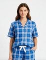 Boxercraft Women's Royal/Silver Plaid Boxy Flannel Short Sleeve Shirt