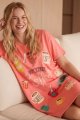 Little Blue House by Hatley But First Coffee Cotton Sleepshirt in Strawberry Pink