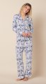 The Cat's Pajamas Women's Holly Jolly Pima Knit Cotton Classic Pajama Set in Blue