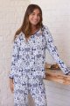 The Cat's Pajamas Women's Holly Jolly Pima Knit Cotton Simple Set in Blue
