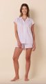 The Cat's Pajamas Women's Classic Stripe Luxe Pima Cotton Short Sleeve Short Set in Lavender