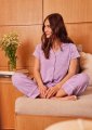 The Cat's Pajamas Women's Lilac Pima Knit Cotton Capri Pajama Set