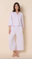 The Cat's Pajamas Women's Mariposa Organic Pima Cotton Wide Leg Pajama Set in Lilac Cream