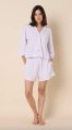 The Cat's Pajamas Women's Mariposa Organic Cotton Long Sleeve Short Set in Lilac Cream