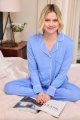 The Cat's Pajamas Women's Provence Blue Pima Knit Cotton Classic Pajama Set