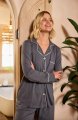 The Cat's Pajamas Women's Steel Grey Pima Knit Cotton Classic Pajama Set