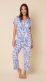 The Cat's Pajamas Women's Palmera Pima Knit Cotton Capri Pajama Set