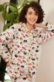 The Cat's Pajamas Women's Sushi Flannel Classic Pajama Set in White