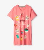 Little Blue House by Hatley But First Coffee Cotton Sleepshirt in Strawberry Pink