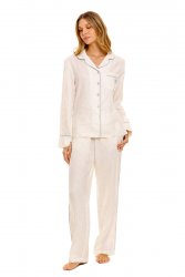 The Lazy Poet Women's Emma Linen Essentials White Classic Pajama Set