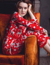 Averie Sleep Ayla Reindeer Classic Japanese Satin Pajama Set