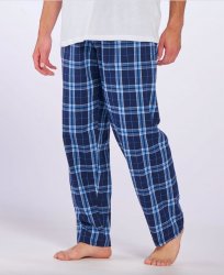 Boxercraft Men's Harley Navy/Columbia Plaid Flannel Pajama Pant