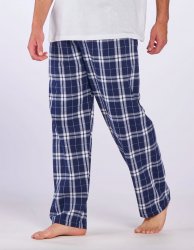 Boxercraft Men's Harley Navy/Silver Plaid Flannel Pajama Pant