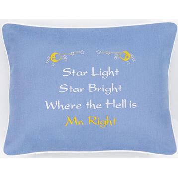 "Star Light Star Bright..." Blue Embroidered Gift Pillow