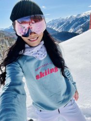 Happiness is...Skiing Women's Crewneck Sweatshirt in Aqua