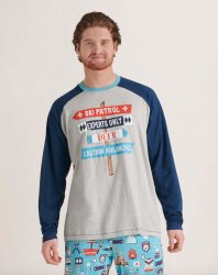 Little Blue House by Hatley Men's Ski Holiday Cotton Long Sleeve Tee
