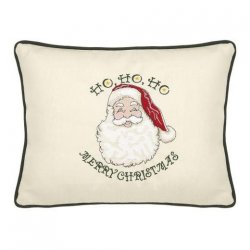 Ho Ho Ho Merry Christmas Cream Embroidered Gift Pillow