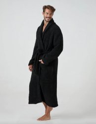 Kashwére Signature Shawl Collared Robe in Black