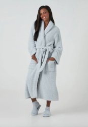 Kashwére Signature Shawl Collared Robe in Ice Blue