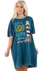 Lazy One Light Sleeper Cotton Nightshirt in Blue