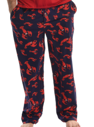 Lazy One Men's Lobster Cotton Knit Pajama Pant in Navy and Red