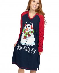 Lazy One You Melt Me V-Neck Nightshirt in Navy and Red
