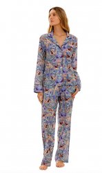 The Lazy Poet Women's Emma Calypso Classic Long Sleeve Cotton Pajama Set