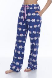 Munki Munki Women's Navy Elephants Flannel Pajama Pant