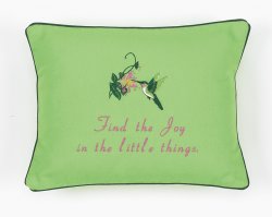 "Find the Joy" Green Embroidered Gift Pillow