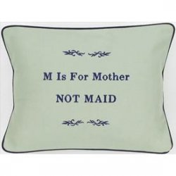 "M Is For Mother..." Green Embroidered Gift Pillow