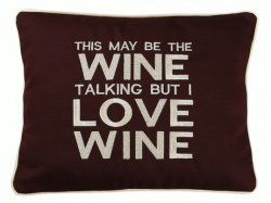 "Wine Talking" Brown Embroidered Gift Pillow