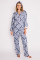 PJ Salvage Women's "Country Rose" Classic Flannel Pajama Set in Denim
