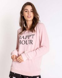 PJ Salvage Happy Hour Long Sleeve Jersey Top in Rose Quartz