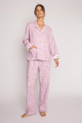 PJ Salvage "Wild at Heart" Classic Flannel Pajama Set in Lilac