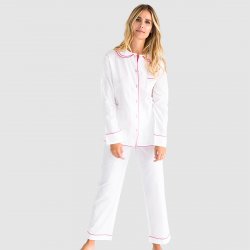 Sant + Abel Women's White French Cambric Cotton Classic Pajama Set