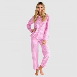 Sant + Abel Women's Hepburn Gingham Pink Cotton Classic Pajama Set