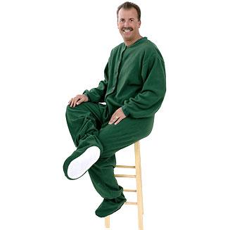 Big Feet Pajamas Adult Hunter Green Fleece One Piece Footy