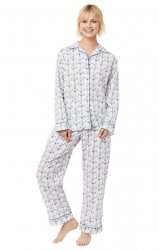 The Cat's Pajamas Women's Anchors Away Luxe Pima Classic Pajama Set
