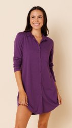 The Cat's Pajamas Women's Aubergine Pima Knit Classic Nightshirt