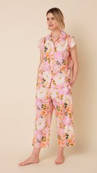 The Cat's Pajamas Women's Blush Rose Luxe Pima Capri Pajama Set