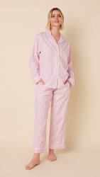 The Cat's Pajamas Women's Classic Stripe Luxe Pima Pajama Set in Pink