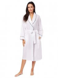 The Cat's Pajamas Women's Classic White Luxe Pima Shawl Collar Robe